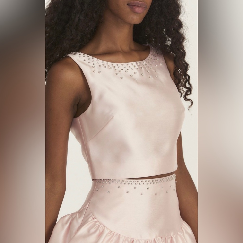 NWT LoveShackFancy Kanoa Embellished Crop Top Pink- 2